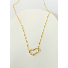 Ασημένιο κολιέ - επίχρυση καρδιά με ζιργκόν (SN211)